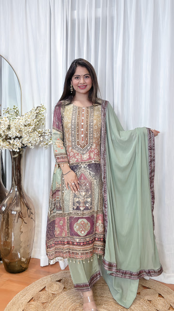 Sage Serenity Digital Anarkali