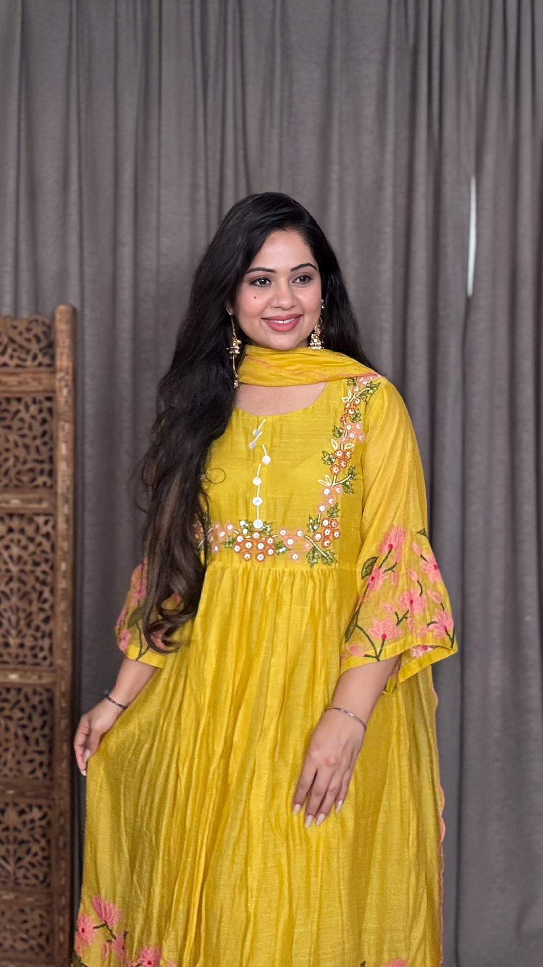Noor-E-Zarin Mustard Anarkali Suit