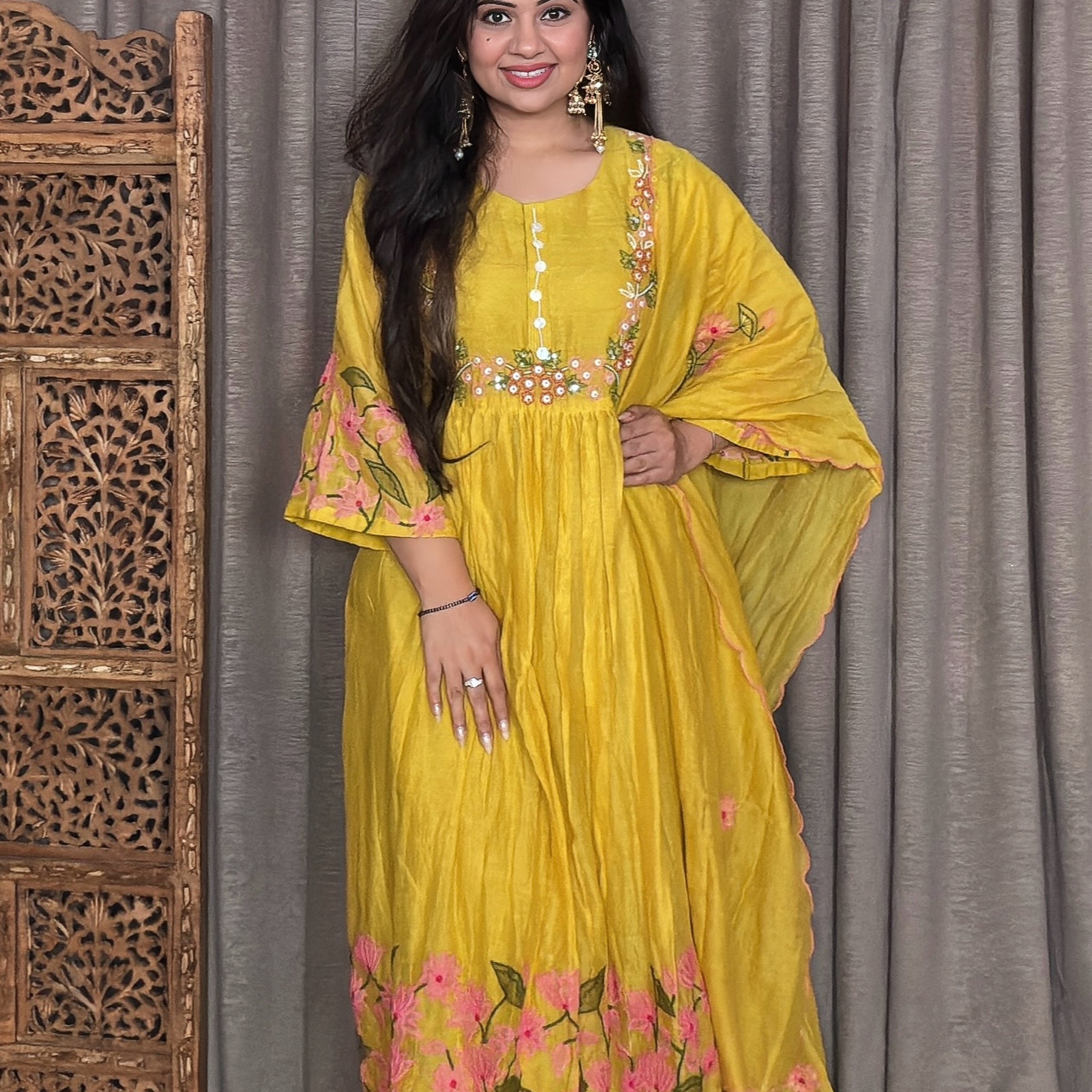 Noor-E-Zarin Mustard Anarkali Suit