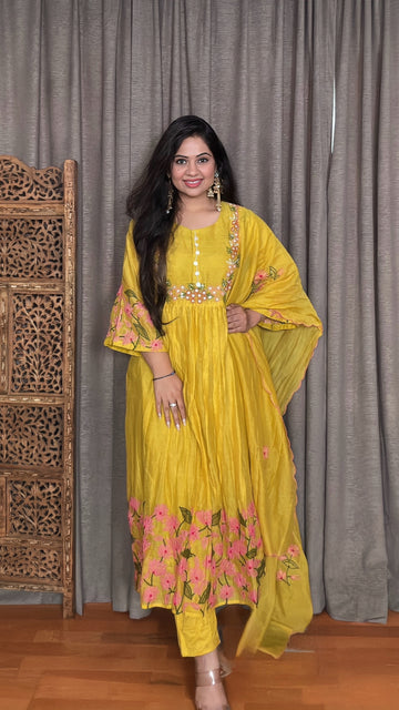 Noor-E-Zarin Mustard Anarkali Suit