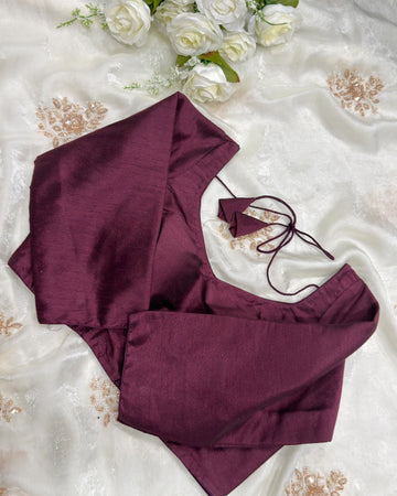 Velora Wine Raw Silk Blouse