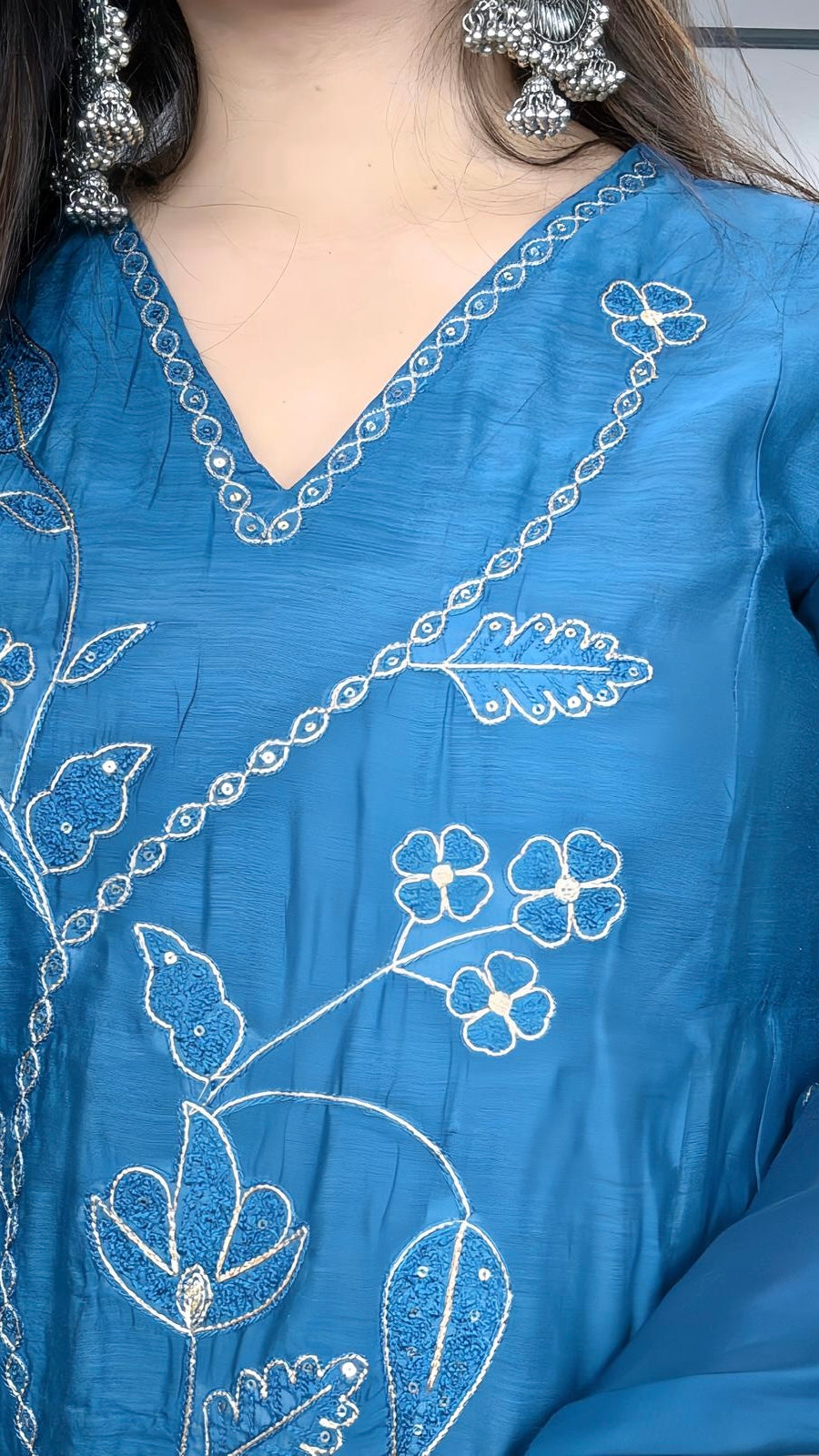 Classic Zari Chanderi Anarkali Ensemble