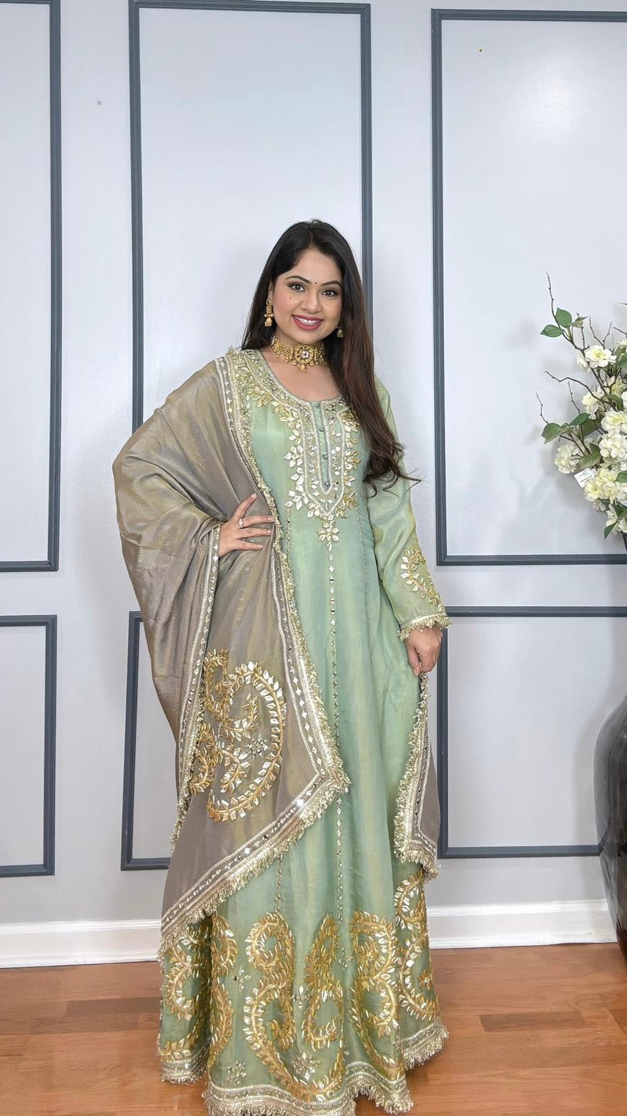 Regal Gota Patti Shimmer Anarkali Gown