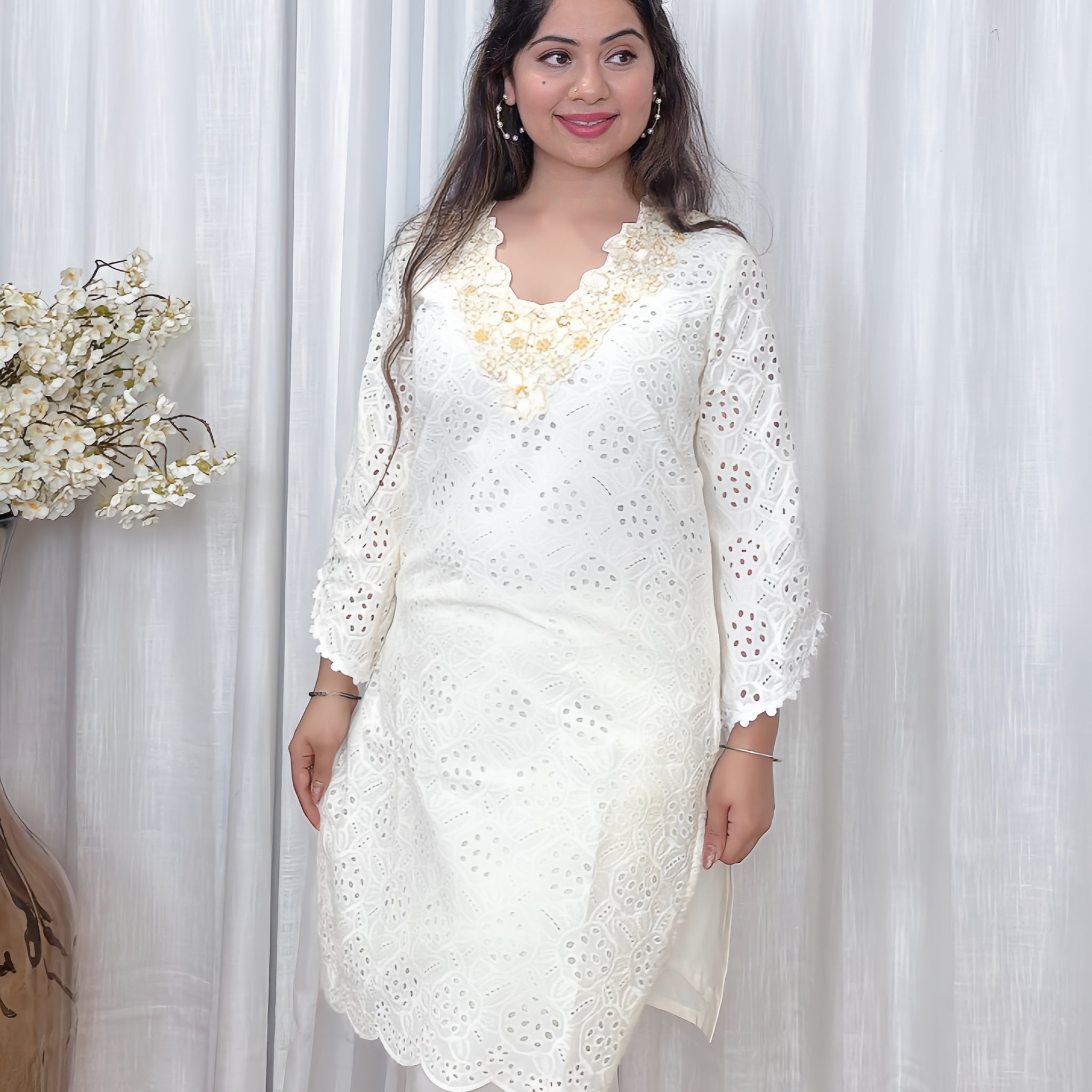 Schiffli Cotton Co‑ord Set