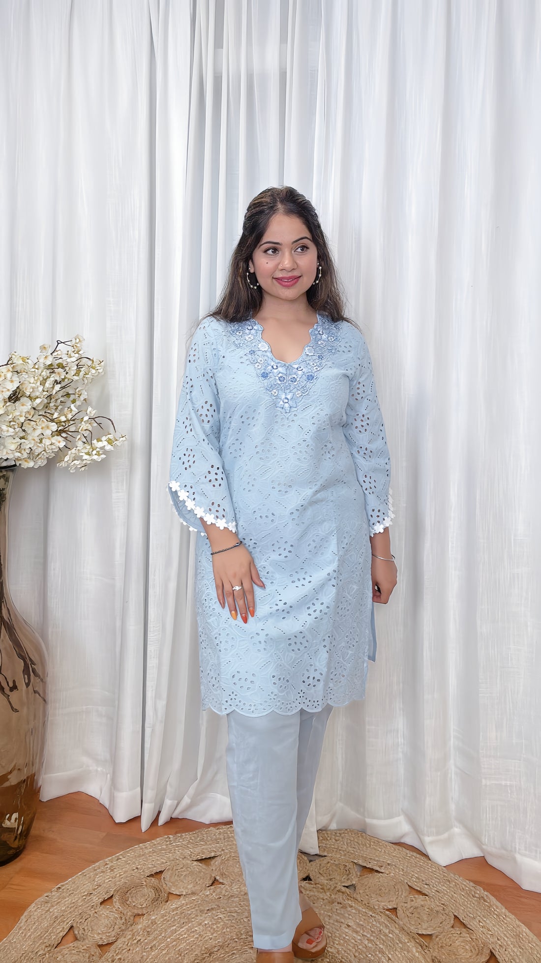 Schiffli Cotton Co‑ord Set
