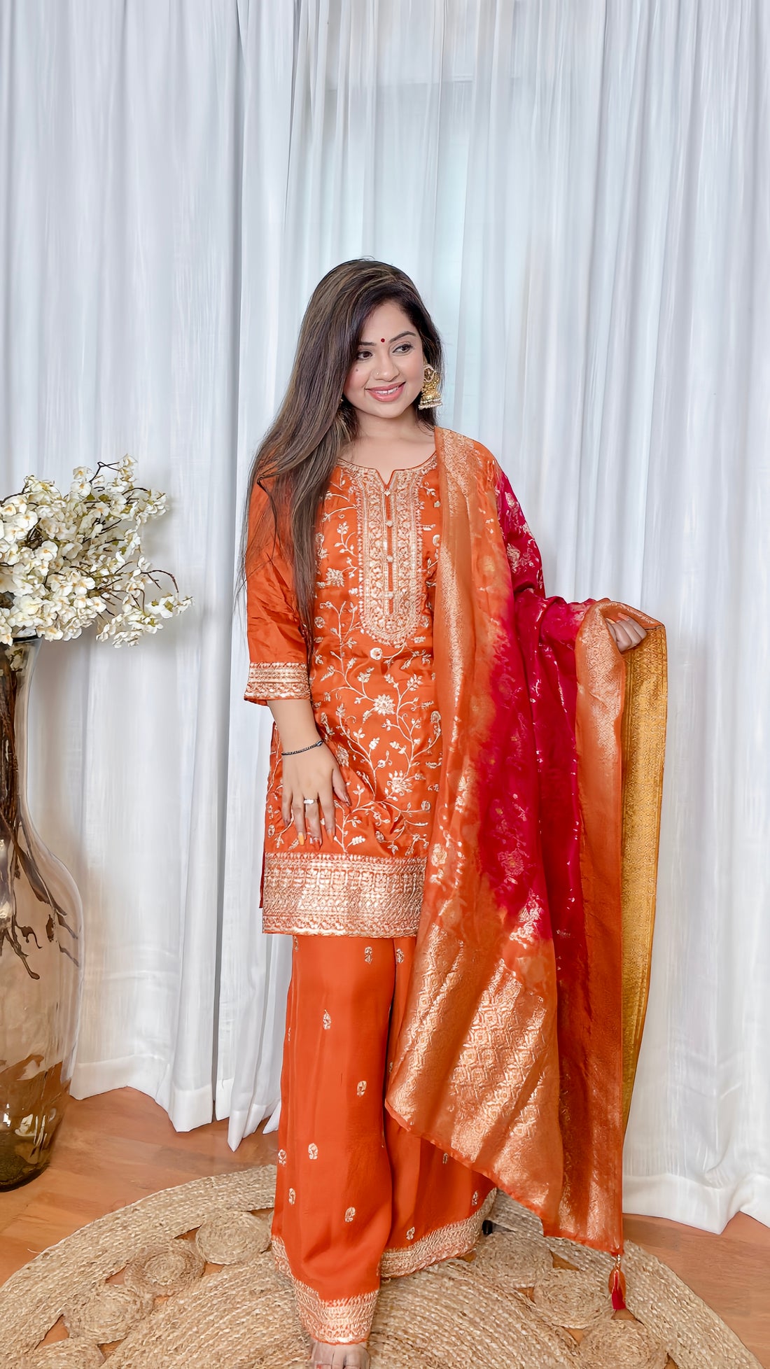 Zari Enchantment Muslin Silk Sharara Suit