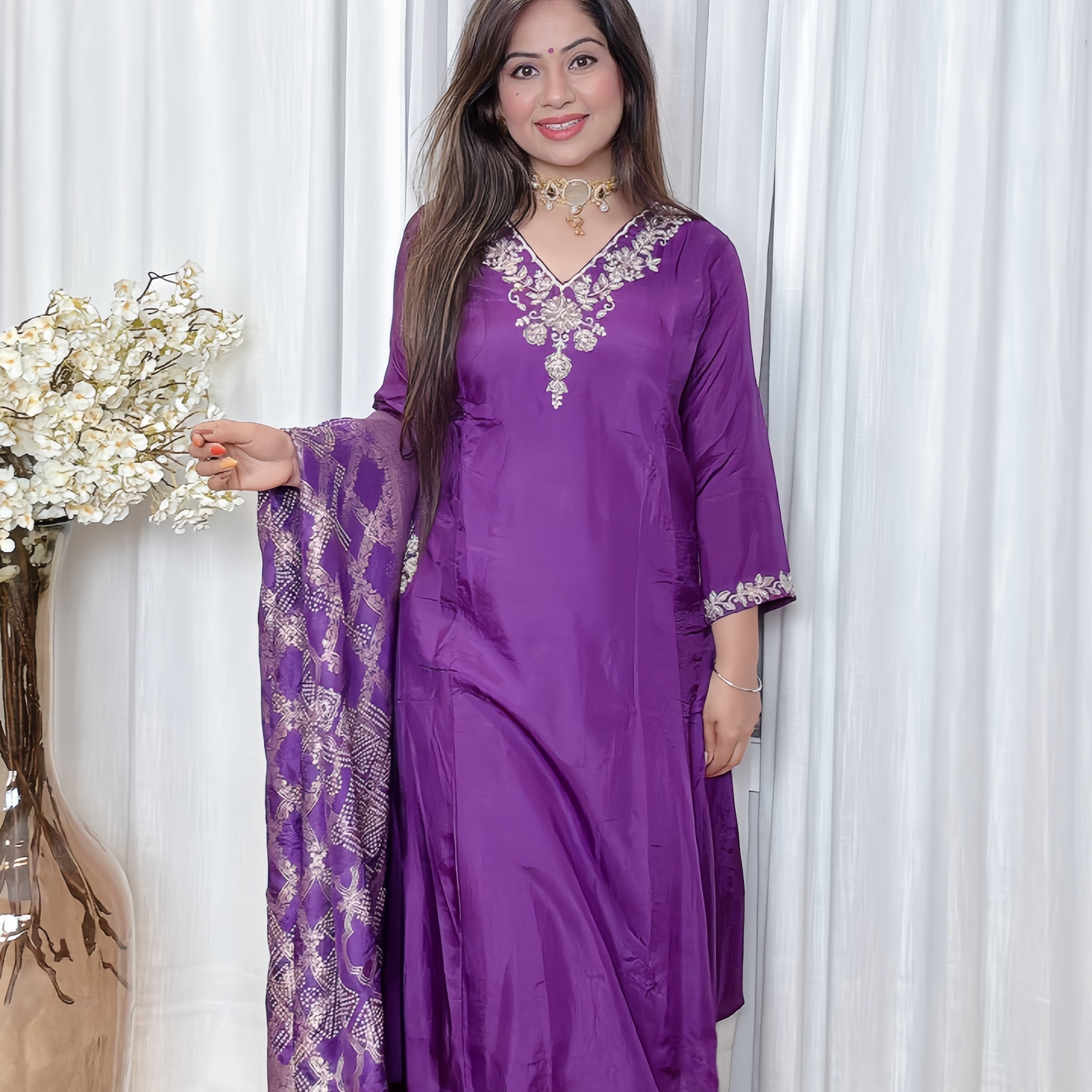 Weave Muslin Silk Suit