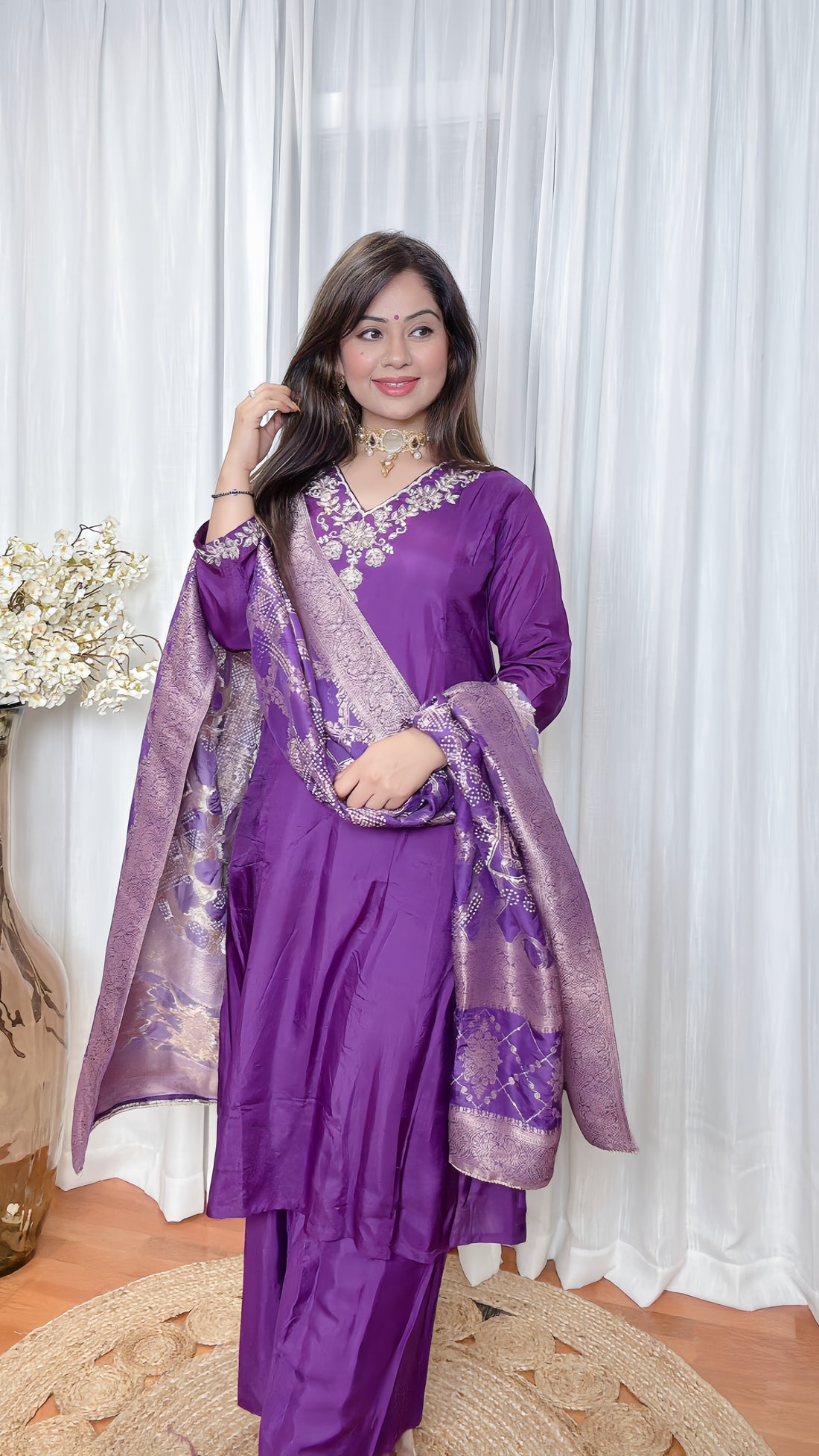 Weave Muslin Silk Suit
