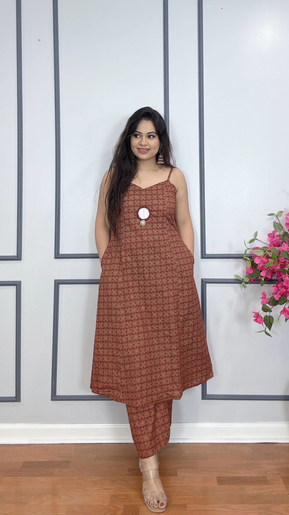 Ajrak print cotton kurta pant set for women USA
