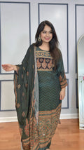 Mirror embroidered crepe silk Indian suit
