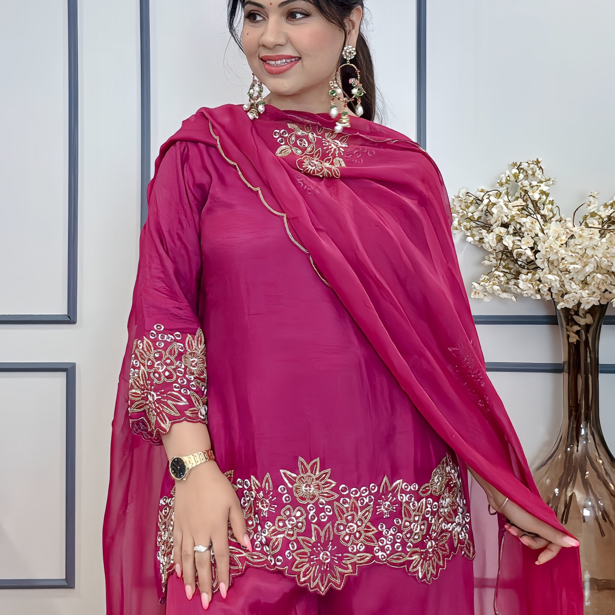 Royal Drape Dola Silk Sharara Suit