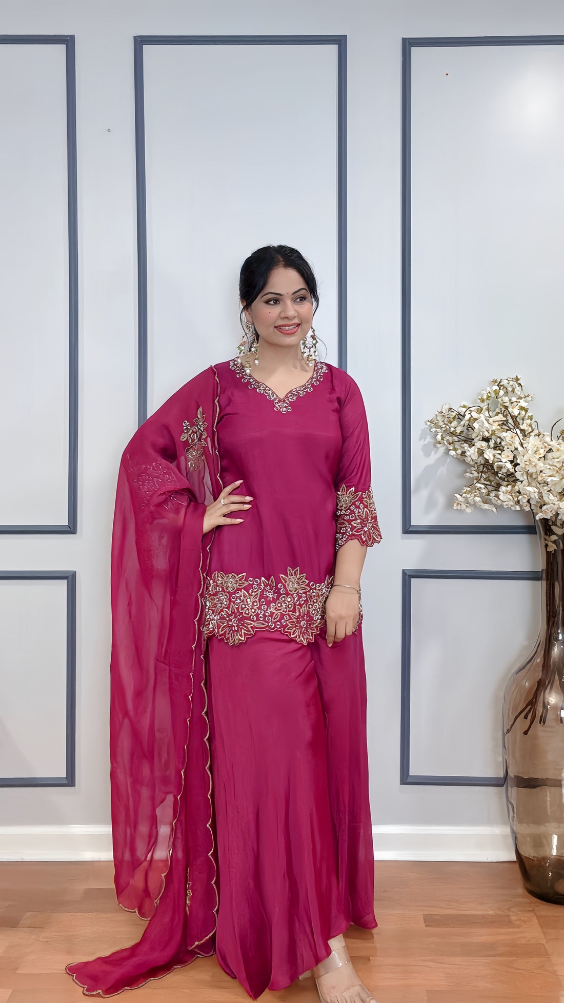 Royal Drape Dola Silk Sharara Suit