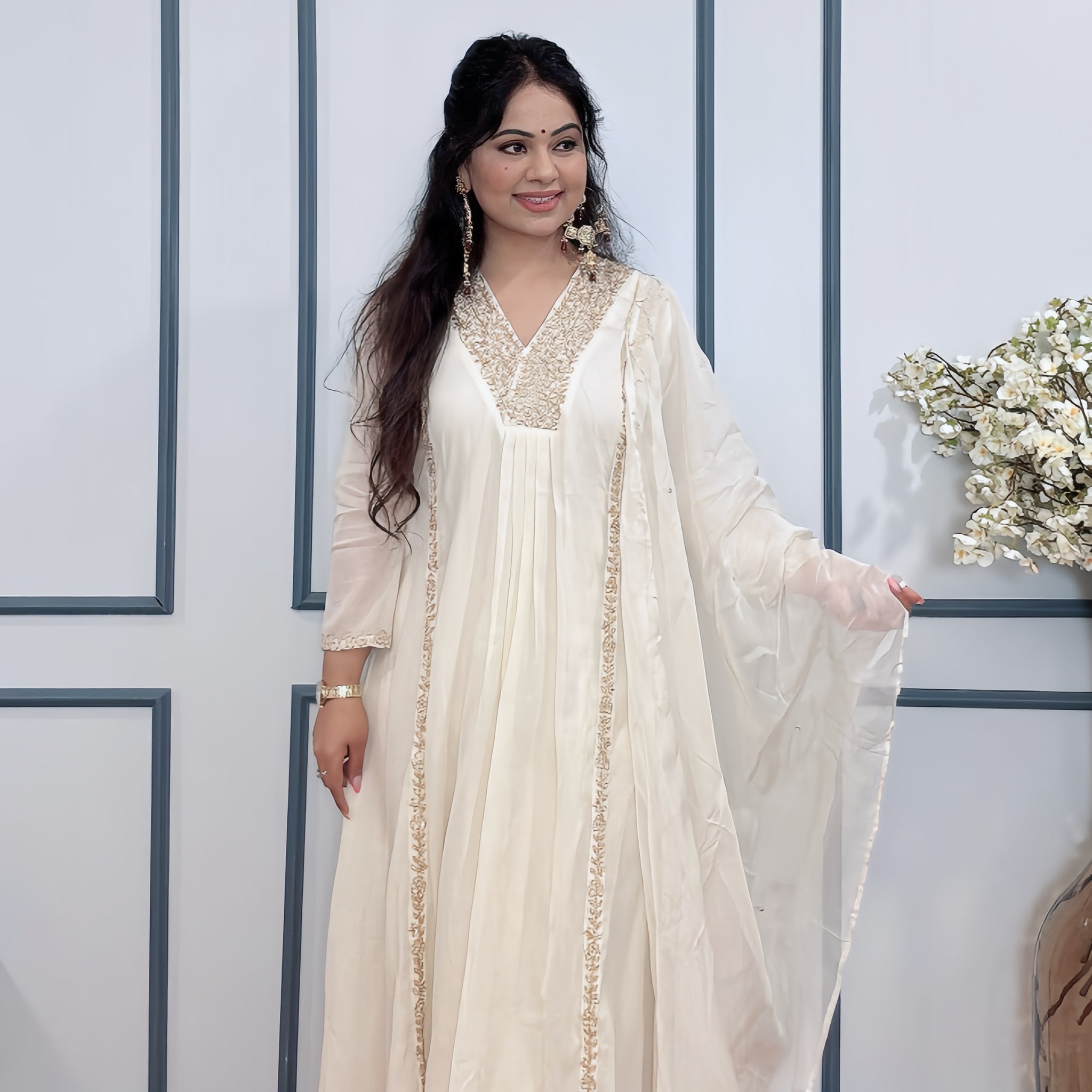 Regal Weave Banarasi Mulmul Chanderi fabric