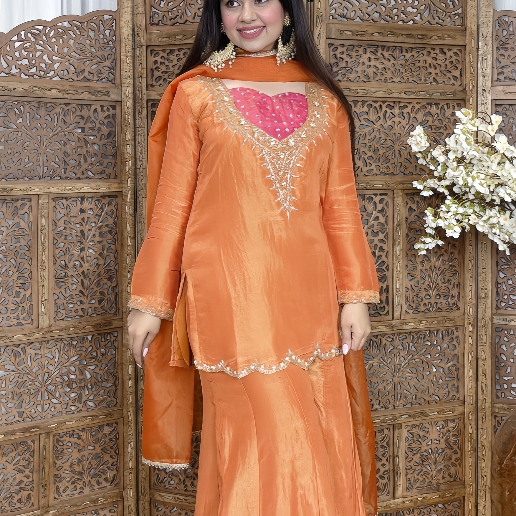 Tissue Shimmer Sharara Suit