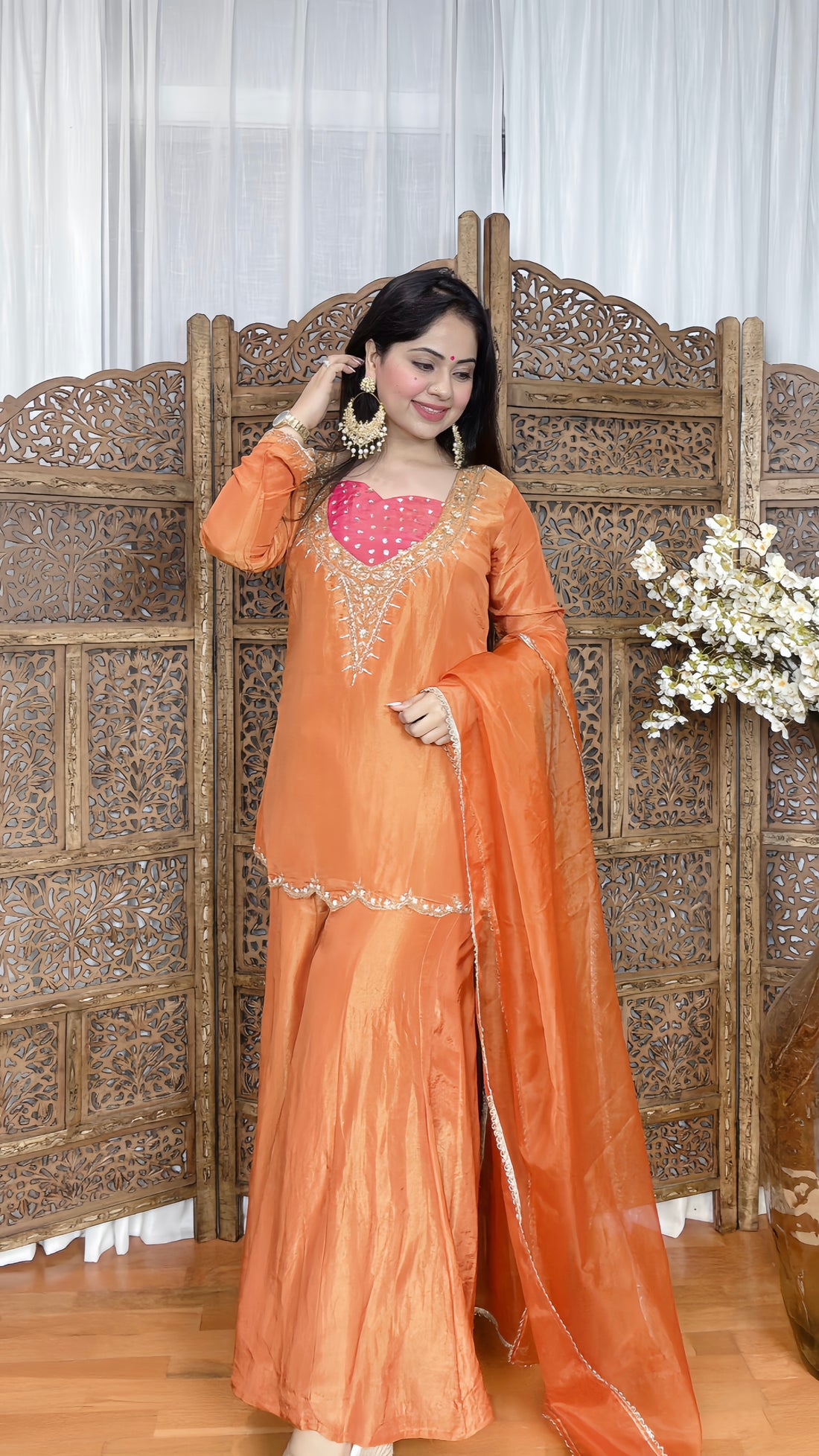 Tissue Shimmer Sharara Suit