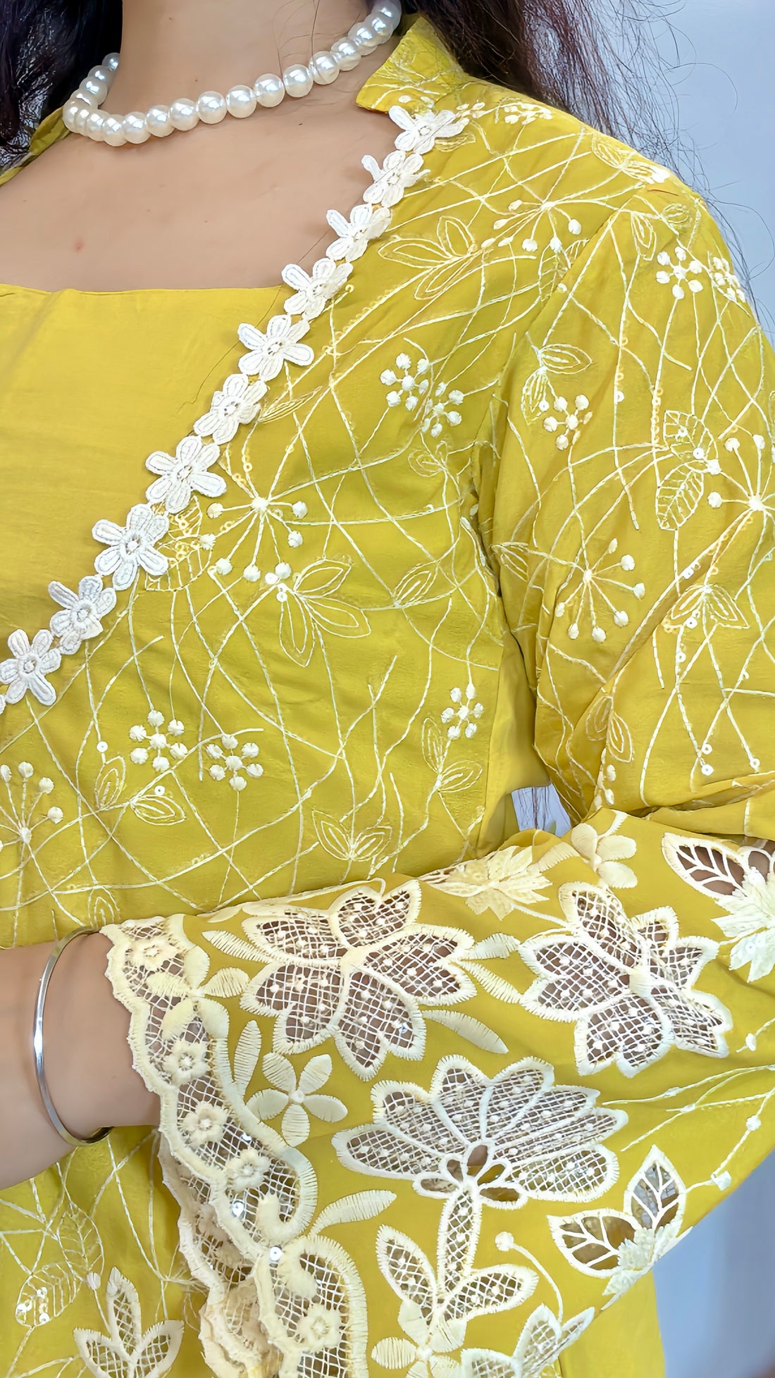 Georgette sequins embroidered cord set