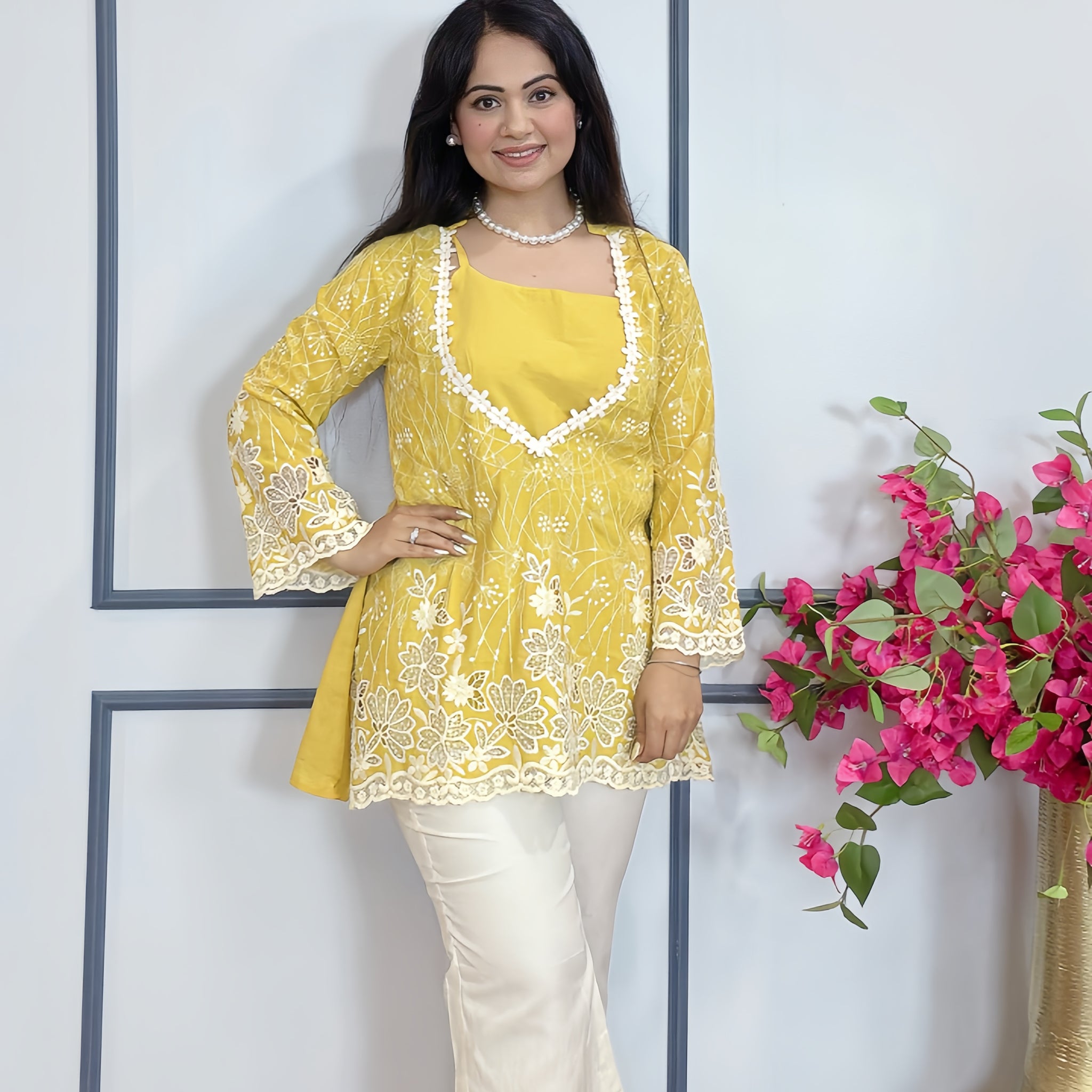 Georgette sequins embroidered cord set