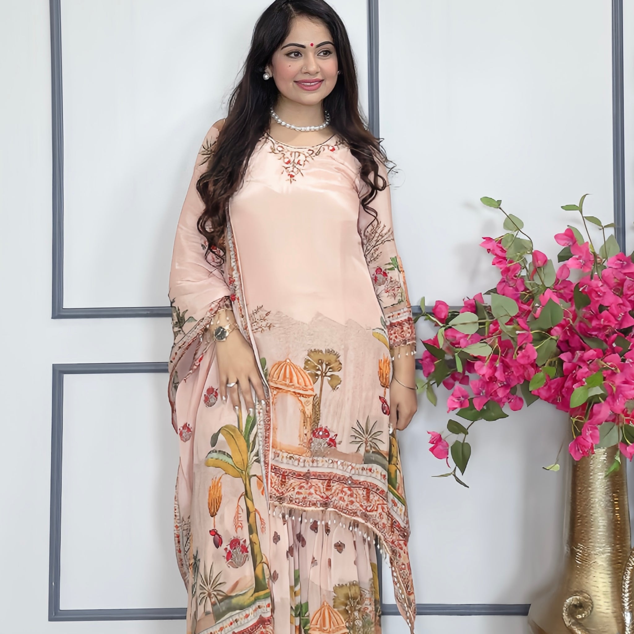 Crepe Silk Digital Printed Gharara Suit