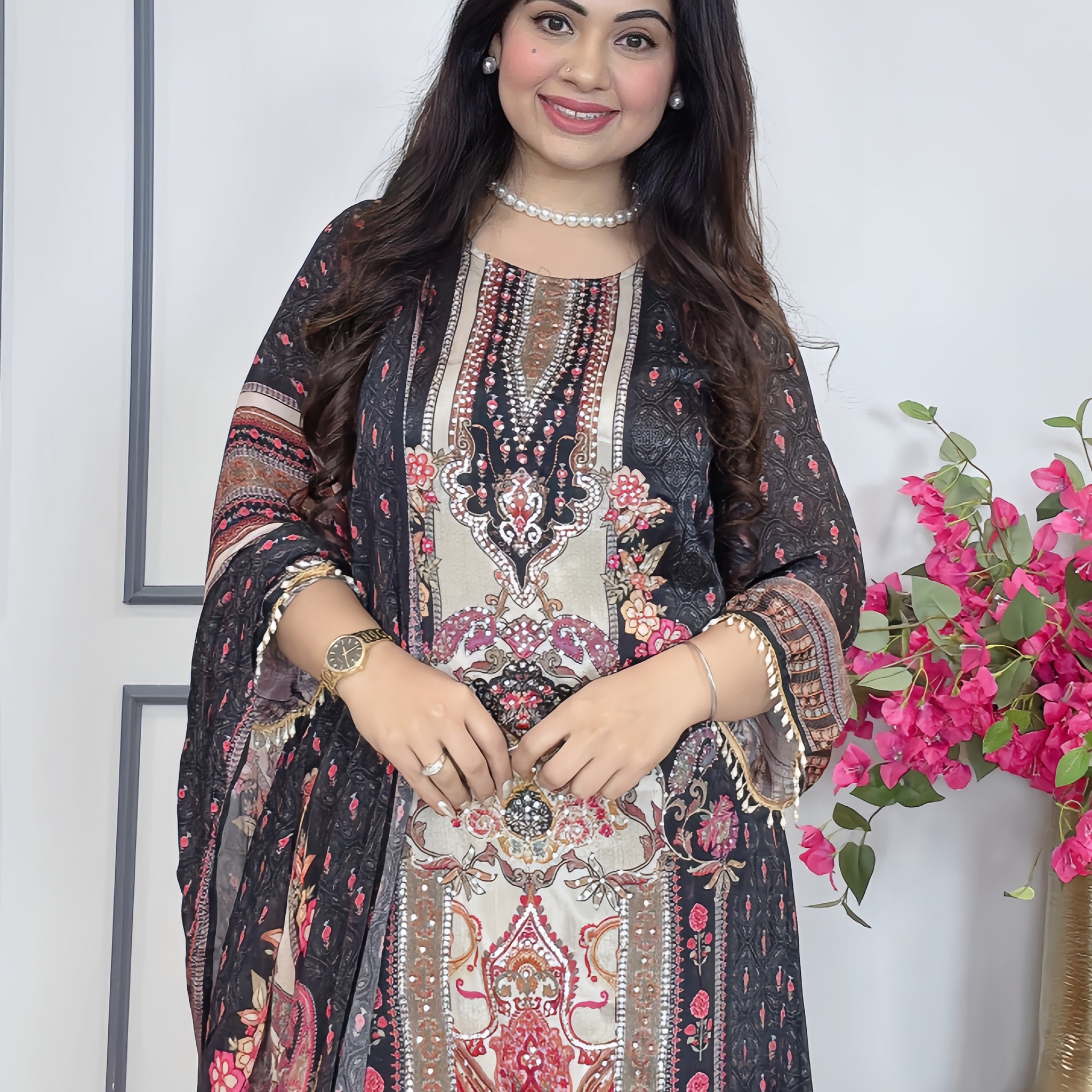 Chinon Silk Digital Printed Suit