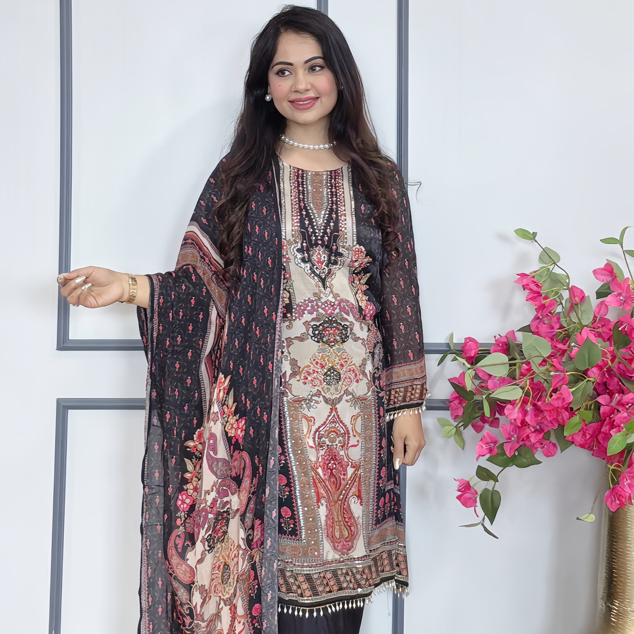 Chinon Silk Digital Printed Suit
