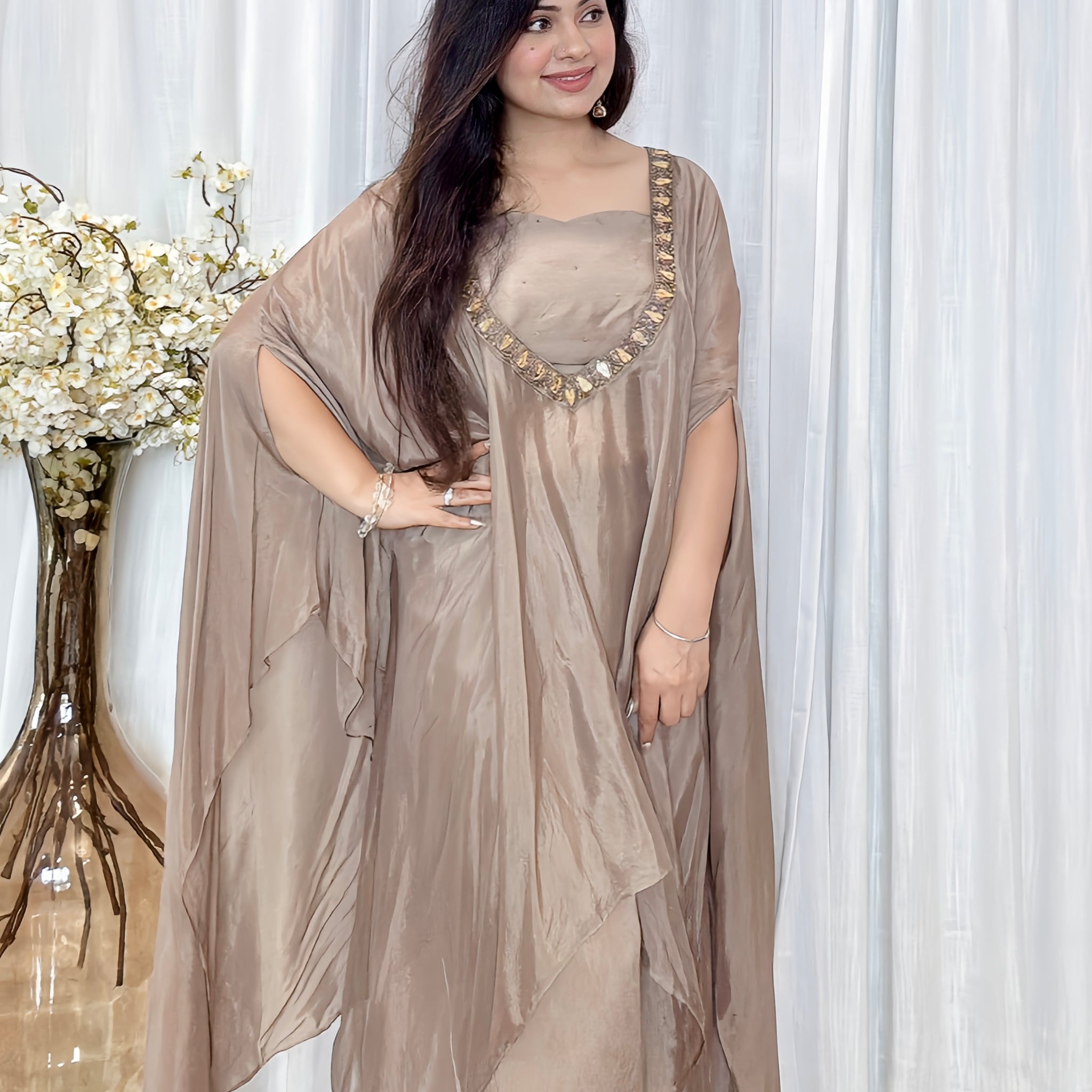 Crepe Silk Cape Style Indo-Western Set