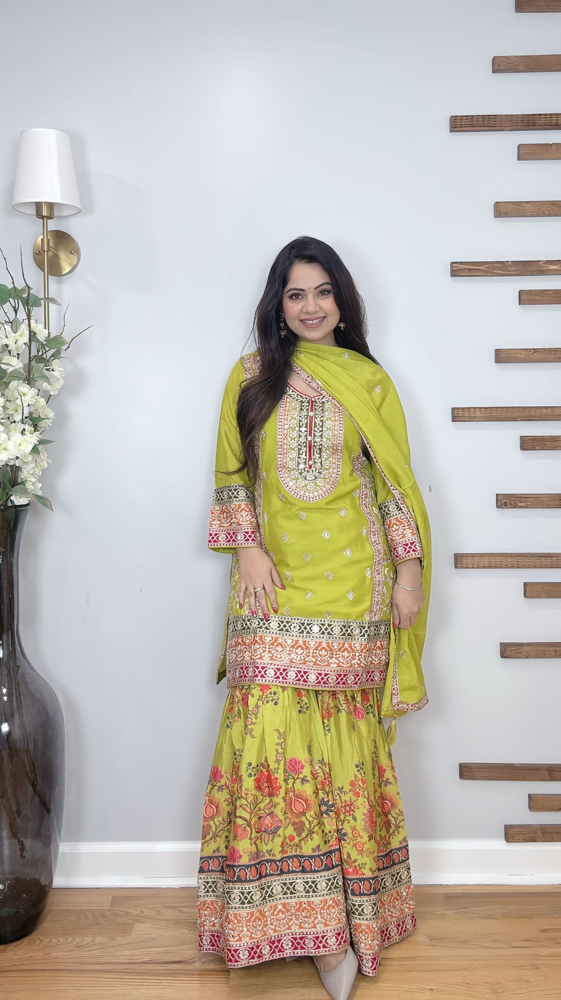 Luxurious Chinon Silk Sharara Set