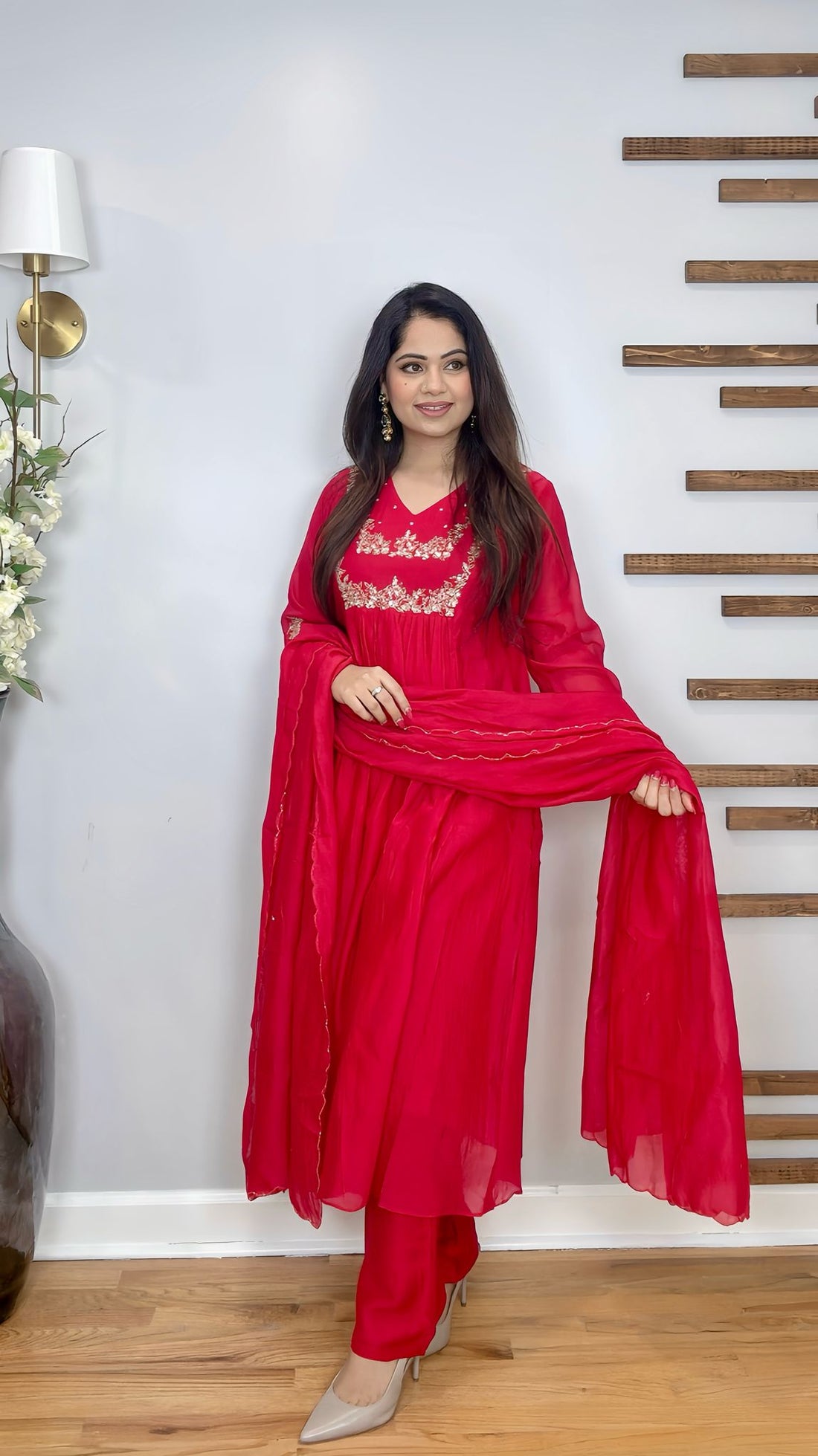 Exquisite Mulmul Chanderi Silk A-Line Suit Set