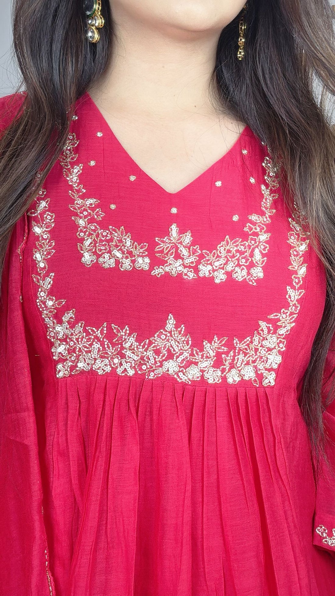 Exquisite Mulmul Chanderi Silk A-Line Suit Set