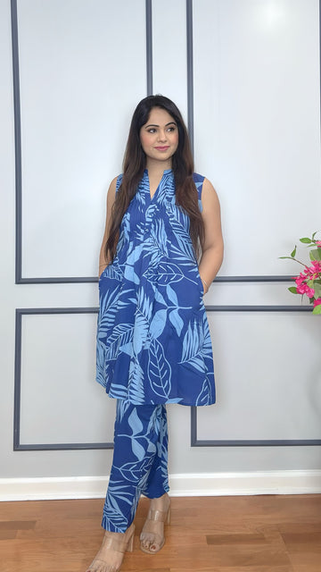 Stylish Cotton Sleeveless Cord Set