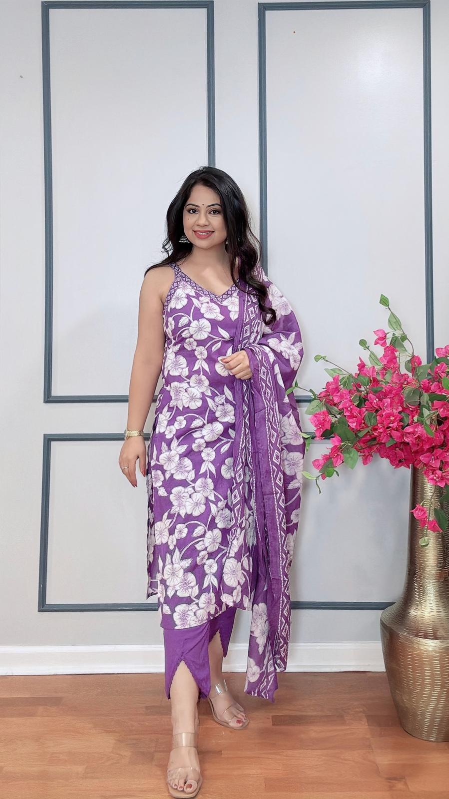 Elegant cotton pant suit for women Indian ethnic wear USA
