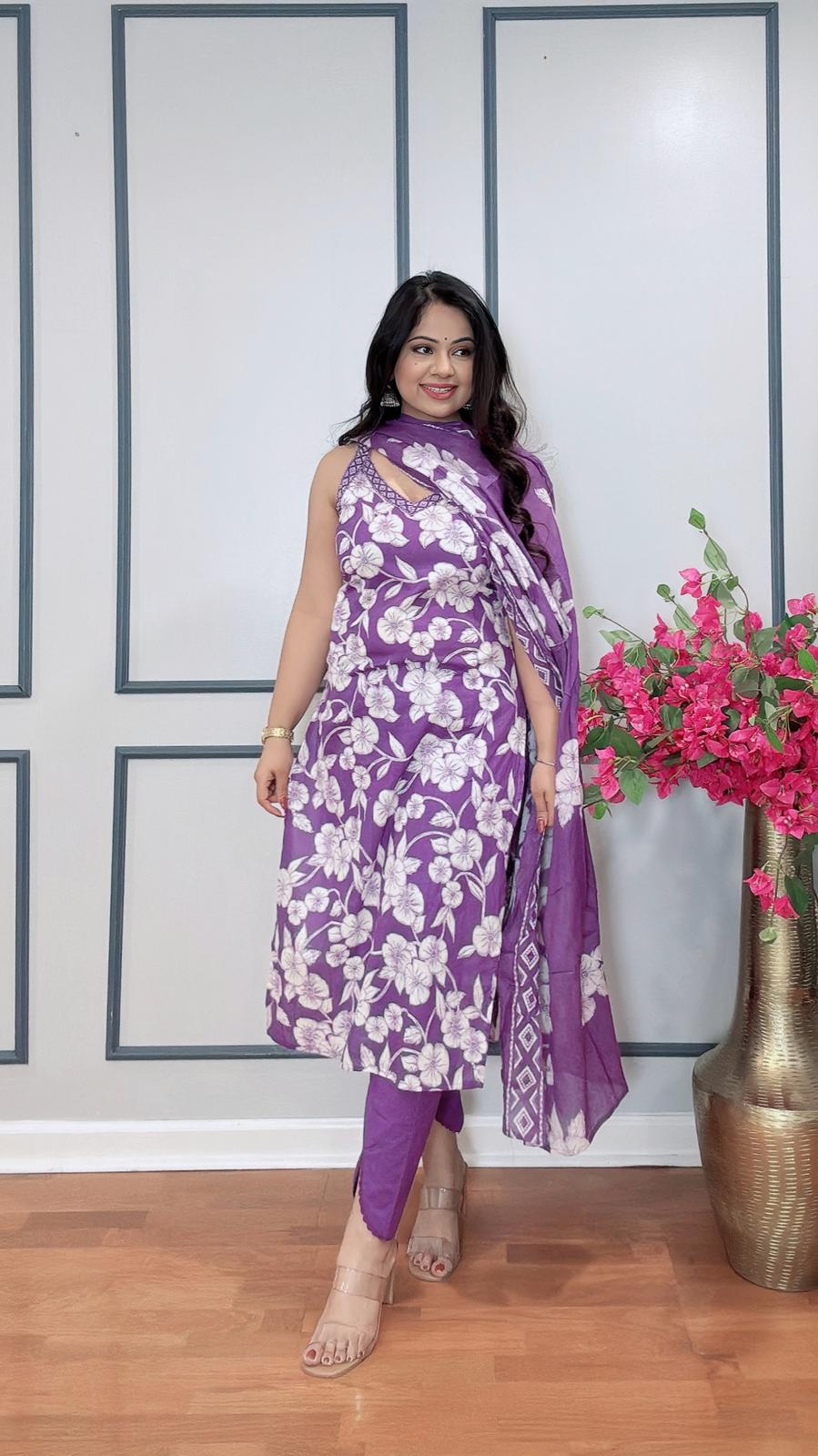 Elegant cotton pant suit for women Indian ethnic wear USA

