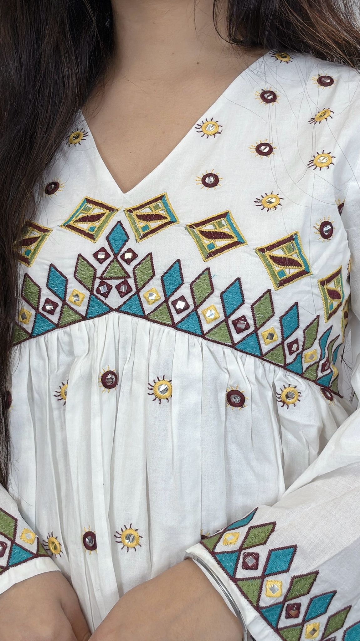 Lined ethnic cotton dress for ladies
