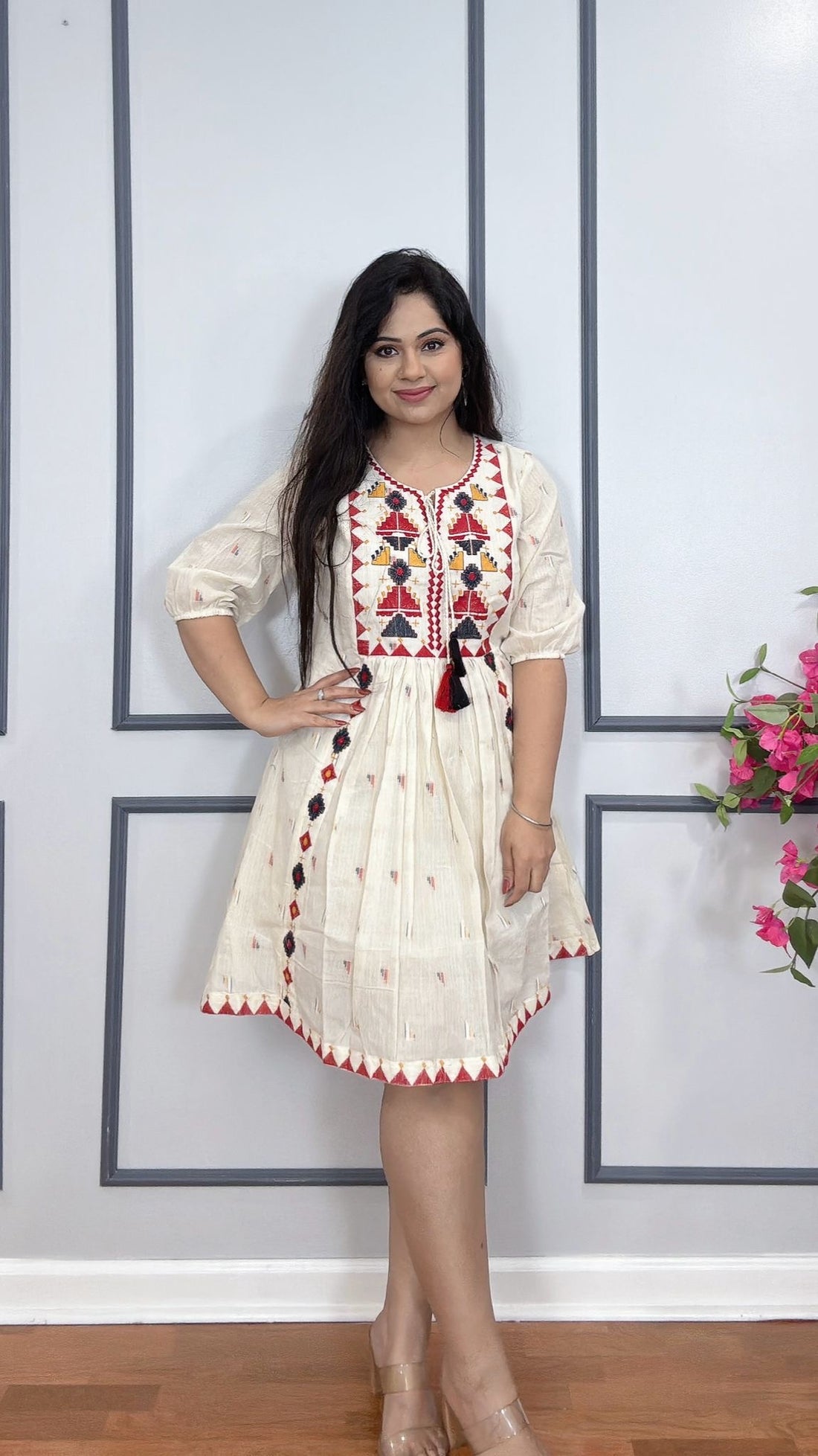 Embroidered cotton dress Indian ethnic wear USA
