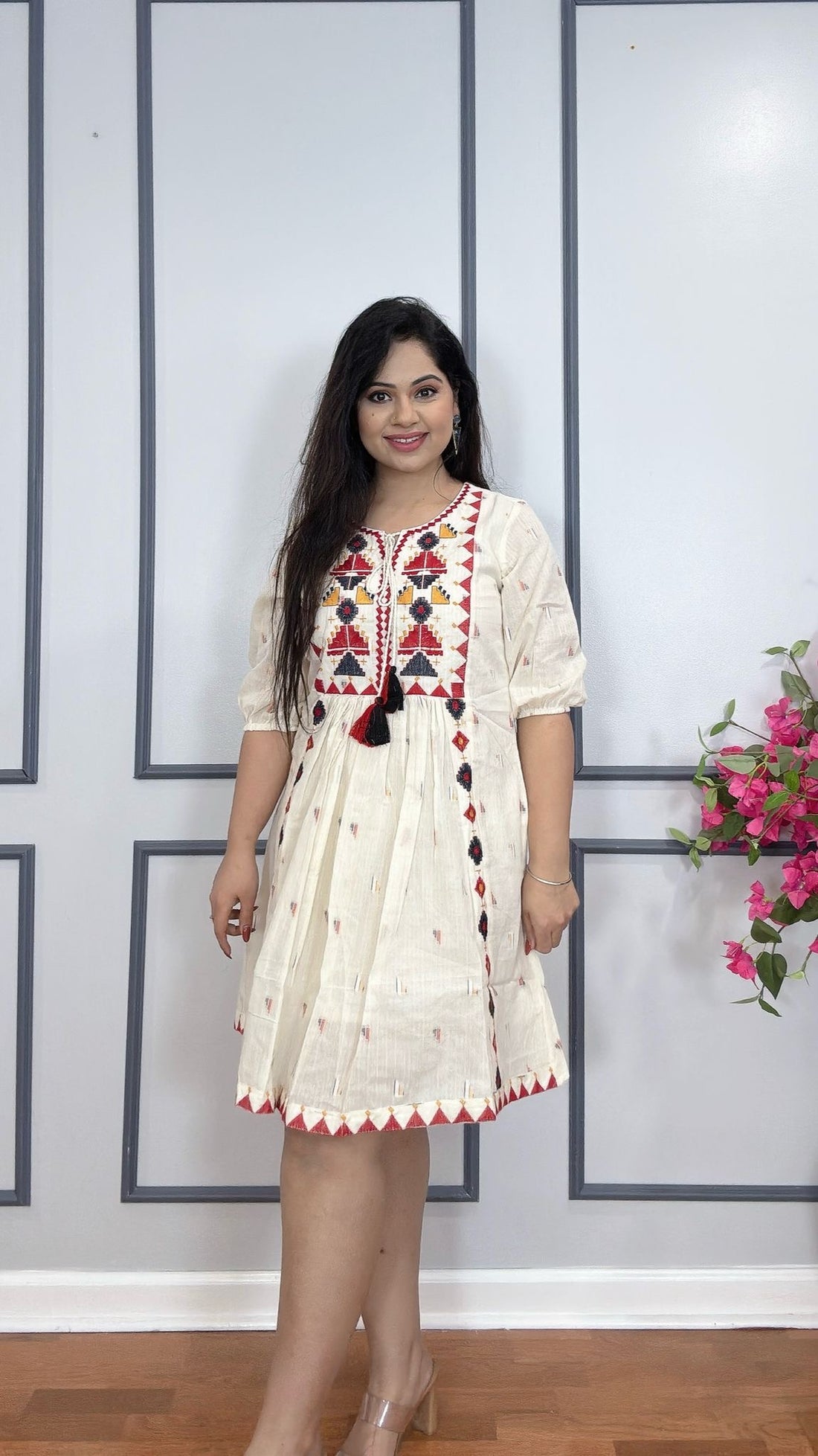 Embroidered cotton dress Indian ethnic wear USA
