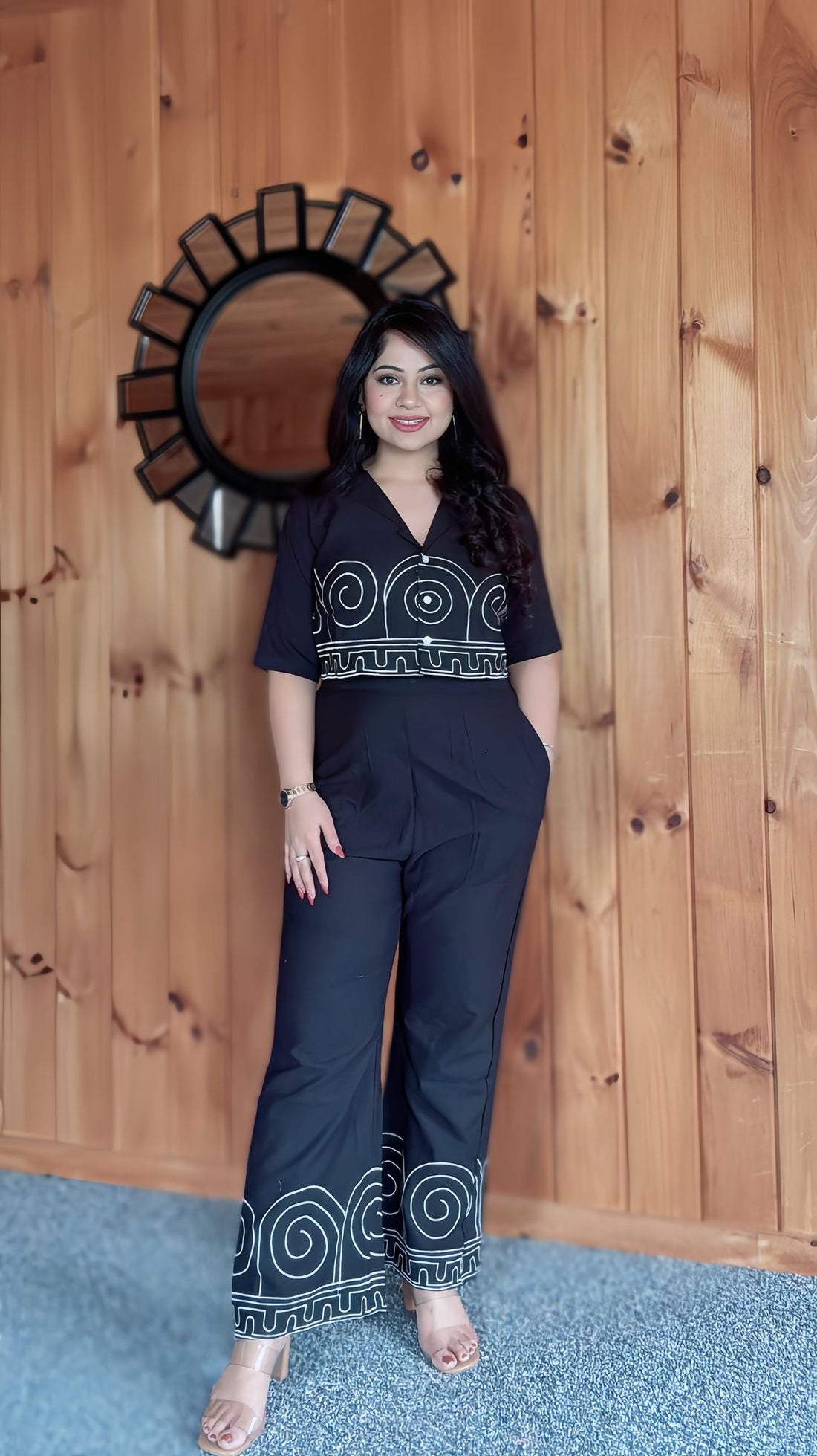 Indian cotton crop top and high waisted pants set USA
